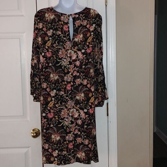 H&M black floral Flounce-sleeved Dress Sz 14 NWOT - Picture 6 of 7